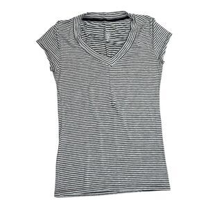 Mossimo Stripe V-Neck Tee Medium Gray Black Stretch Short Sleeve‎ Casual T-Shirt